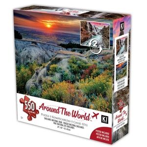 2-Sided Puzzle for Adults Around The World Kolufossar Waterfall, Iceland NEW